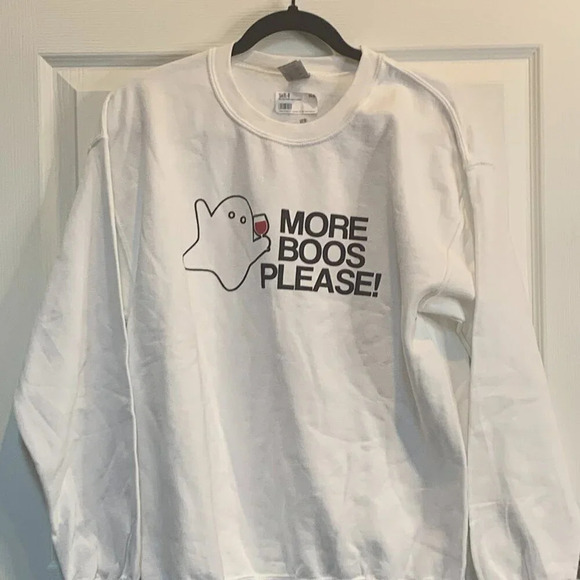 Unique Vintage More Boos Please Graphic Sweatshirt White Halloween Sz L # 0259 - Picture 5 of 5